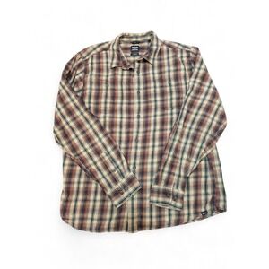 Prana Men's Large Plaid‎ Flannel Long Sleeve Button Up Shirt Casual Outdoors